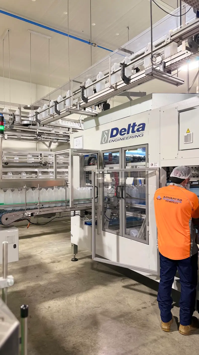 Industrial bottling line maintenance and commissioning